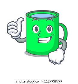 Thumbs up mug character cartoon style