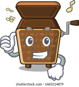 Thumbs up music box isolated with the cartoon