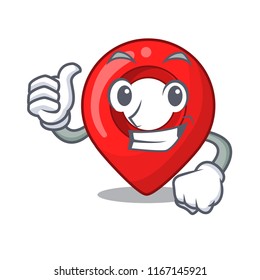 Thumbs up navigation pin location map character cartoon