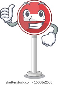 Thumbs up no entry on cartoon side of road