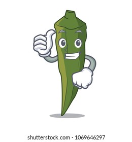 Thumbs up okra character cartoon style
