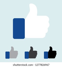 Thumbs up on blue background.  Yes or approved thumbs up icon vector eps10. good, yes sign. Social network thumbs up, yes answer.