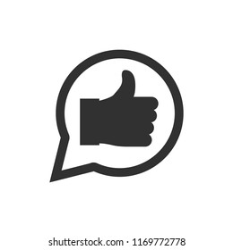 thumbs up on the bubble speech. monochrome icon