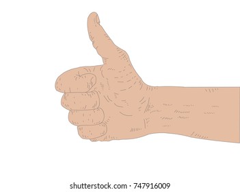 Thumbs up on isolated white background
