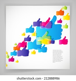 Thumbs up on light background. Abstract background.  Vector illustration. 