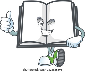 Thumbs up open book with character mascot style