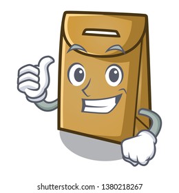 Thumbs up paper bag isolated with the character