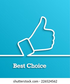 Thumbs up paper sign. Vector illustration.