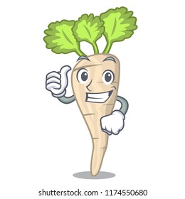 Thumbs up parsnip isolated on the cartoon style