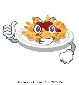 Thumbs up pasta in the a character bowl