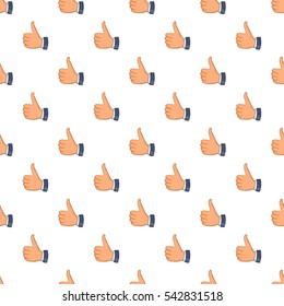 Thumbs up pattern. Cartoon illustration of thumbs up vector pattern for web