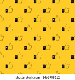 Thumbs up pattern seamless vector repeat geometric yellow for any design