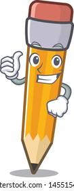 Thumbs up pencil isolated with in the mascot