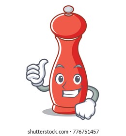 Thumbs up pepper mill character cartoon