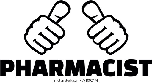 Thumbs with pharmacist job title 