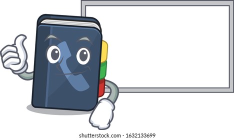 Thumbs up of phone book cartoon design with board