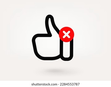 Thumbs up pictogram with ban mark. 3d vector icon
