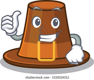 Thumbs up pilgrims hat isolated with the cartoon