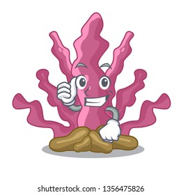 Thumbs up pink seaweed cartoons under the sea