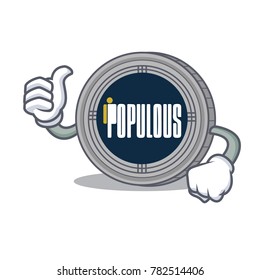 Thumbs up populous coin character cartoon