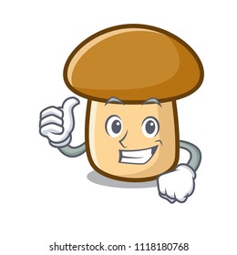 Thumbs up porcini mushroom character cartoon