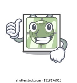 Thumbs up power socket attached the mascot wall