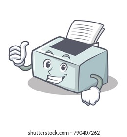 Thumbs up printer character cartoon style