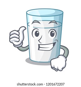 Thumbs up protein rich milk in cartoon glass