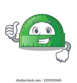 Thumbs up protractor in a the cartoon bag