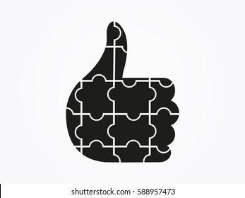 thumbs up puzzle icon, vector illustration eps10