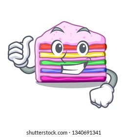 Thumbs up rainbow cake isolated in the character