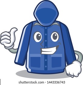 Thumbs up raincoat isolated with in the mascot
