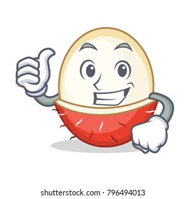 Thumbs up rambutan character cartoon style
