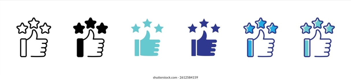 thumbs up rating with three star icon set. customer feedback icon. vector illustration