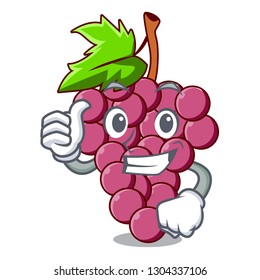 Thumbs up red grapes fruit isolated in character