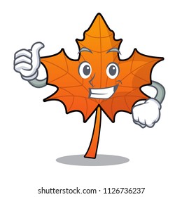 Thumbs up red maple leaf character cartoon