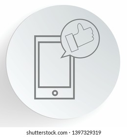 Thumbs up  with repost and comment icons on a white background. 