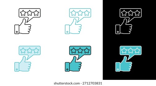 Icono de revisión de pulgares hacia arriba para el Comentarios del Cliente y la calificación en estilo de línea y relleno
