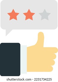 thumbs up and review illustration in minimal style isolated on background