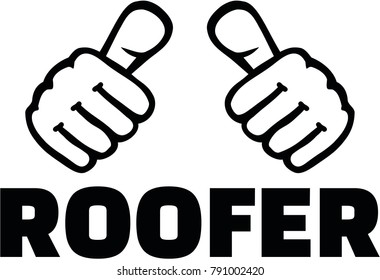 Thumbs with roofer job title 