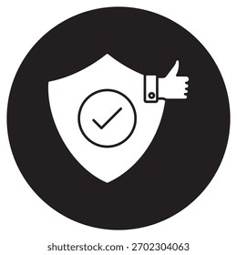 Thumbs Up Safety Approval icon, Safety Approved, Verified Safe, Approval Granted, Positive Confirmation, vector