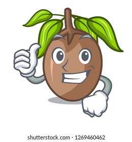 Thumbs up sapodilla fruit isolated on the mascot