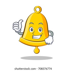 Thumbs up school bell character cartoon