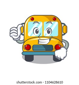 Thumbs up school bus character cartoon