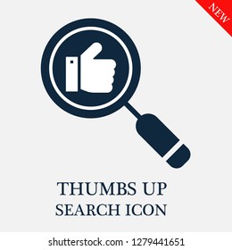 Thumbs up search icon. Editable Thumbs up search icon for web or mobile.