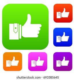 Thumbs up set icon in different colors isolated vector illustration. Premium collection