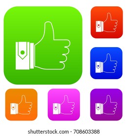 Thumbs up set icon in different colors isolated vector illustration. Premium collection