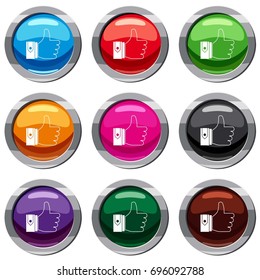 Thumbs up set icon isolated on white. 9 icon collection vector illustration