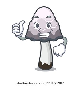 Thumbs up shaggy mane mushroom character cartoon