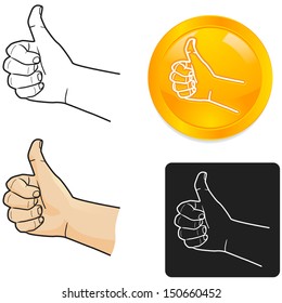 Thumbs up show the front of hand